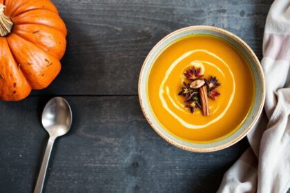 وعاء شوربة كاري القرع المحضّرة بعناية، بنكهة الخريف الغنية والقوام الكريمي، Crafting the Perfect Pumpkin Curry Soup