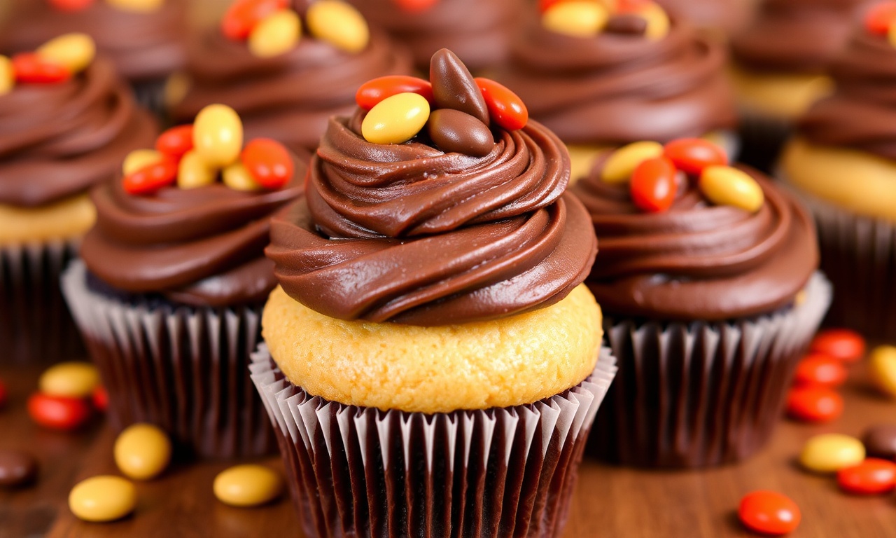 كب كيك ريسز بطعم زبدة الفول السوداني والشوكولاتة، غني ولذيذ، كما في دليل Indulge Sweetly