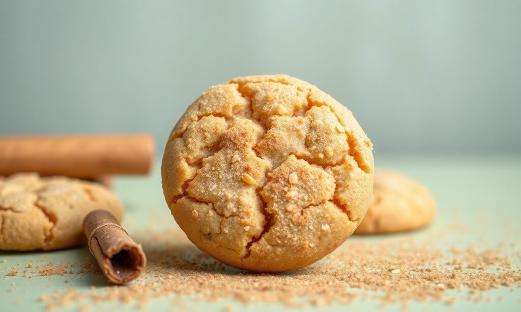Snickerdoodle dough rolled in cinnamon sugar before baking, highlighting the spice crust