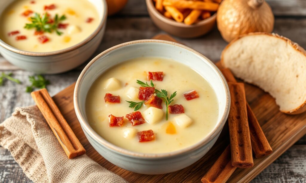 وعاء شوربة باكين وبطاطا دافئة من المأكولات المريحة اليومية لتنعش المزاج في الطقس البارد