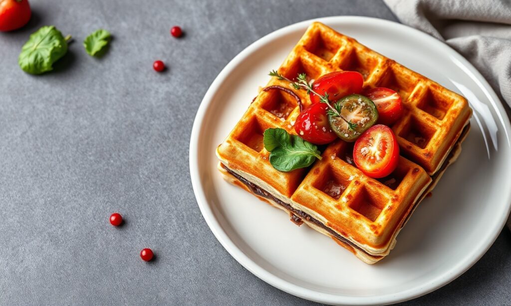 Crispy savory veggie waffles: easy, flavorful, and a unique treat.