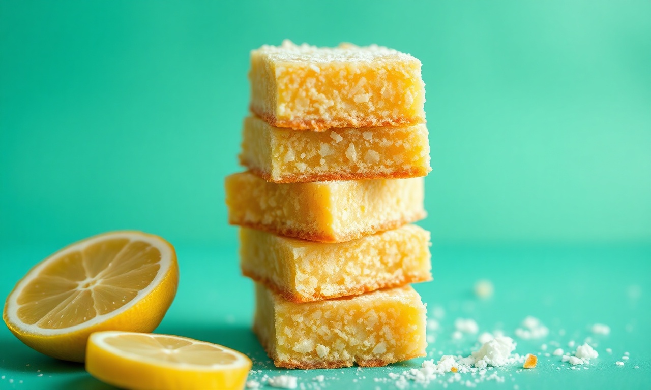 Zesty vegan lemon bars, bright dairy-free dessert.