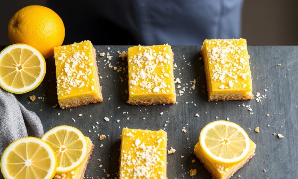Zesty vegan lemon bars: bright, dairy-free dessert delight.