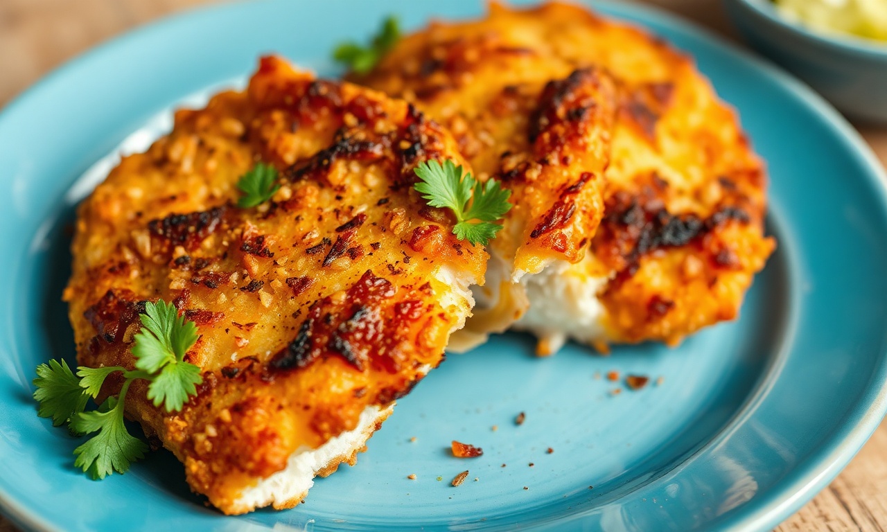 Crispy oven-baked chicken cutlets, healthy and delicious.