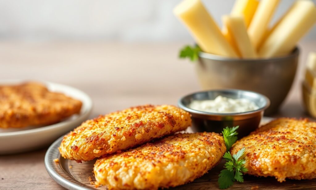 Crispy oven chicken cutlets, golden and healthy.