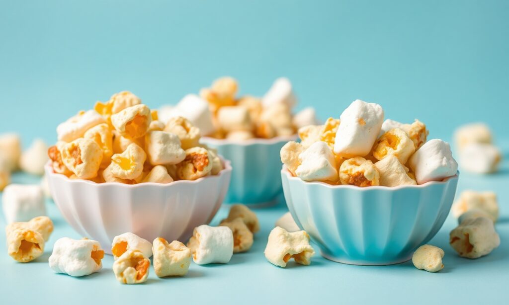 Sweet Delight: Marshmallow caramel corn, a delicious snack treat.