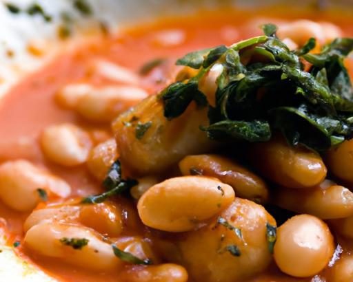 Hearty White Beans Simmered in Tangy Tomato Herb Sauce