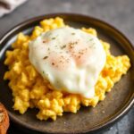 Cheesy scrambled eggs: creamy twist on classic breakfast.