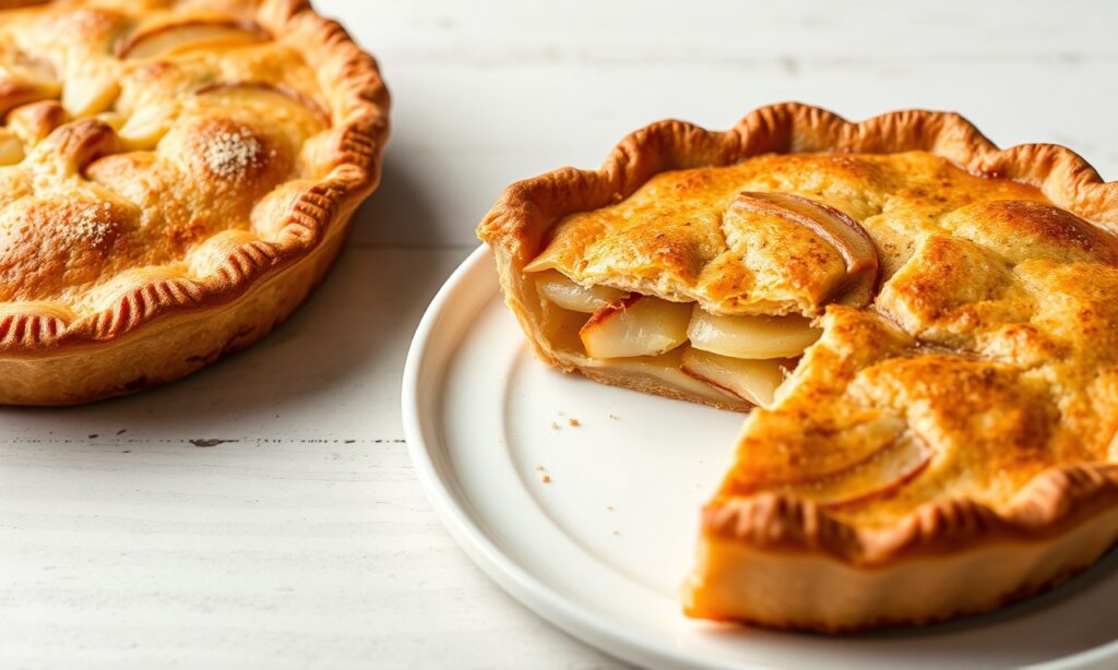 Golden apple pie, a classic dessert's art and legendary history.