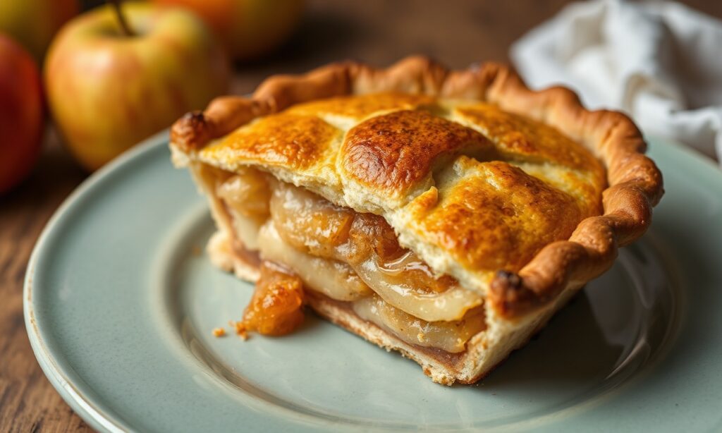 Golden apple pie, a classic dessert's art and legendary history.