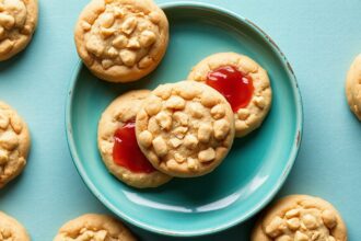 Delightful soft peanut butter jelly cookies recipe.