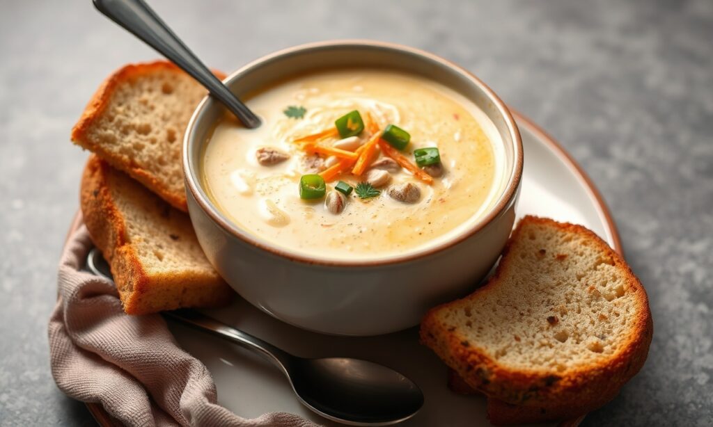 Creamy jalapeño chicken soup, the ultimate cozy dinner.