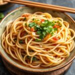 Authentic Lo Mein noodles, flavorful classic Chinese cuisine dish.