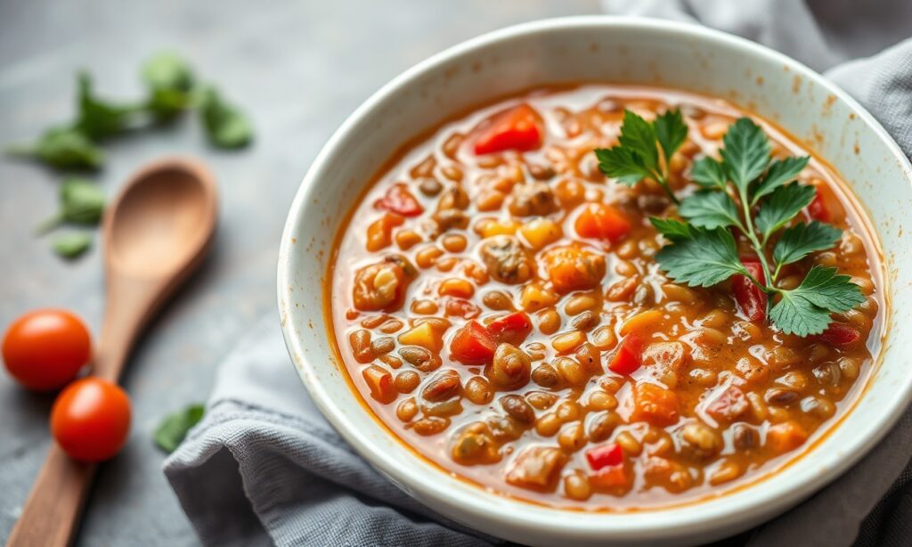 Savor Heart: Authentic Mediterranean lentil soup recipe for healthy eating.