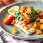Savor Summer grilled tilapia with zesty peach salsa.