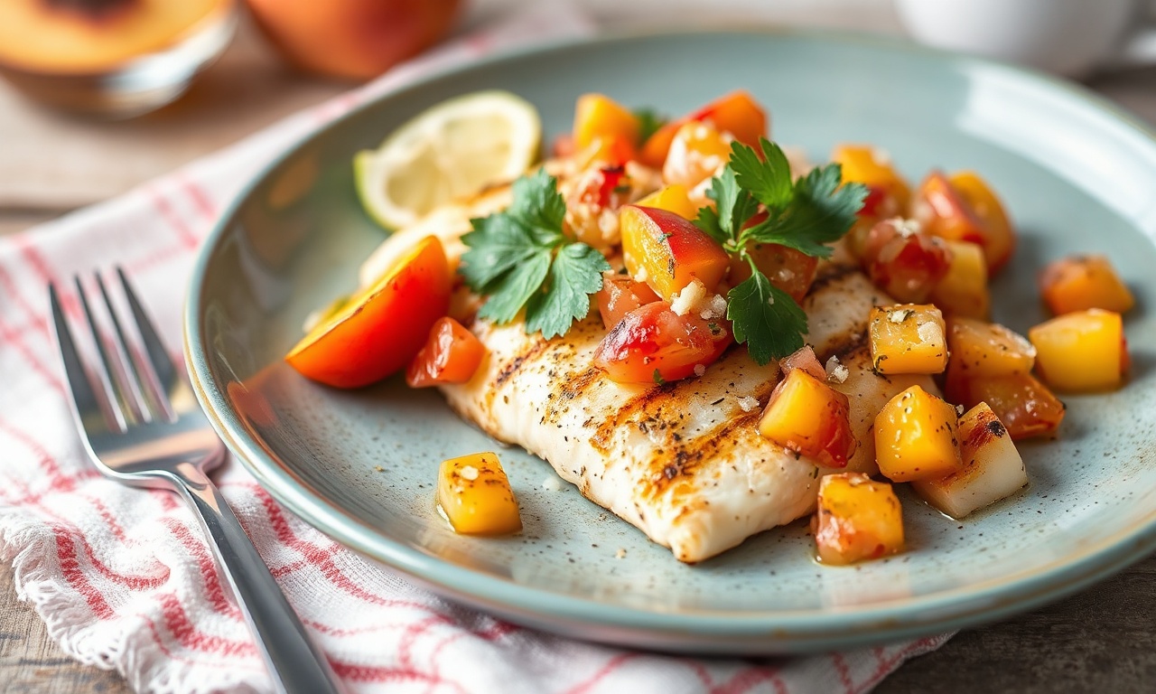 Savor Summer grilled tilapia with zesty peach salsa.