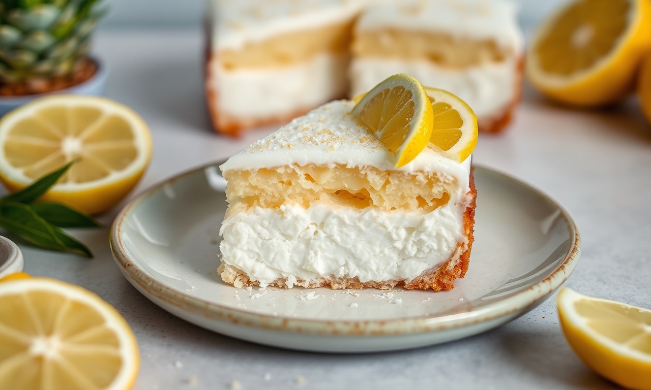 Epic Zesty lemon coconut slice, a delicious dessert.