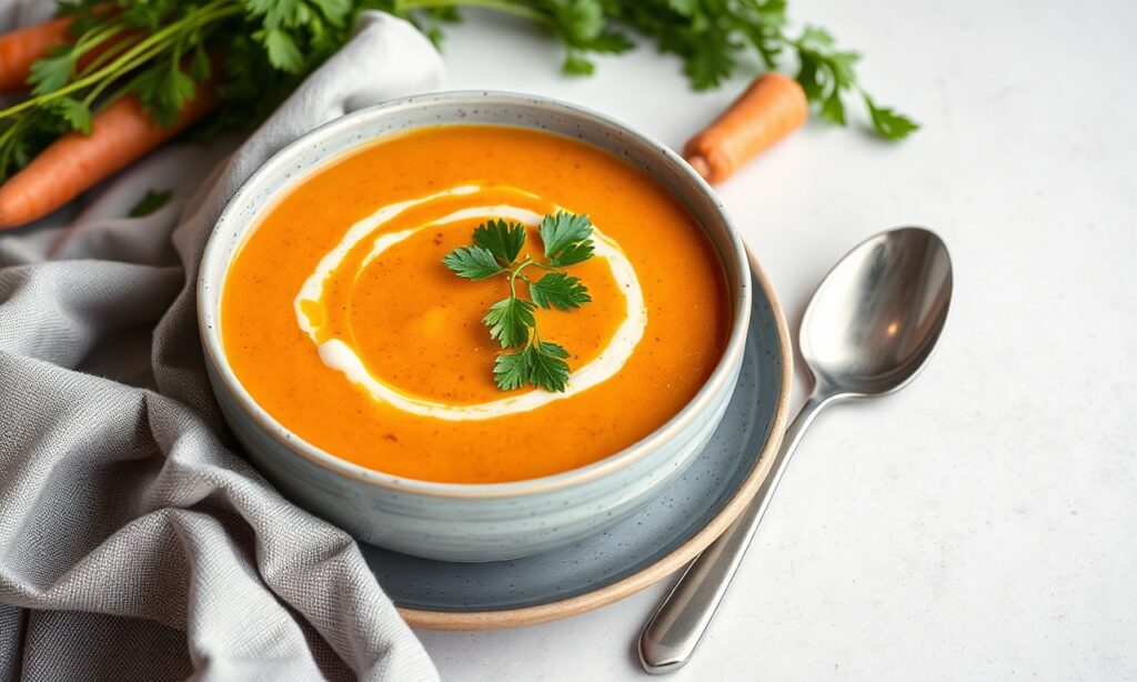 Velvety carrot soup, a flavorful delight, inspiring culinary adventures.
