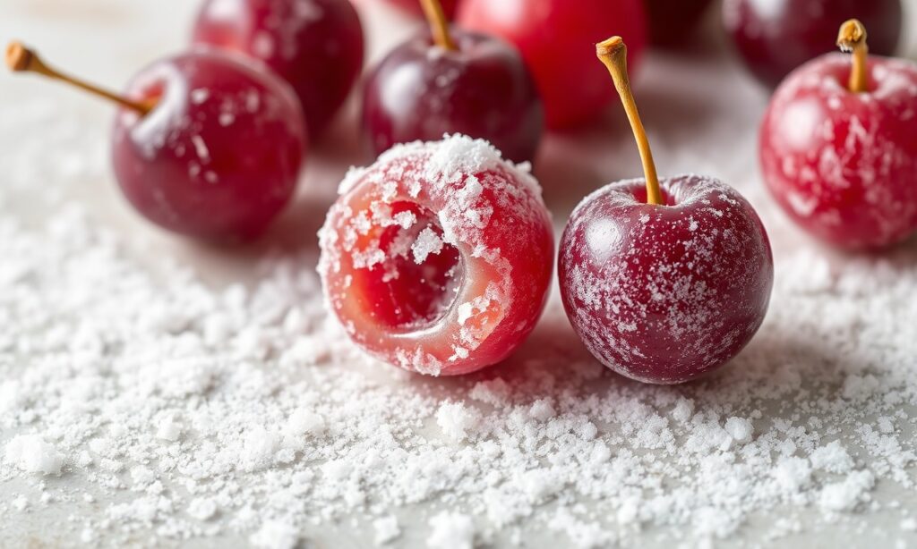 Sweet Meets frozen sour grapes: a delightful tart and sweet burst.