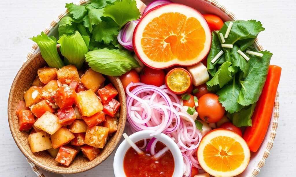 Rojak Unveiled: Vibrant fruit and veggie mix, a colorful delight.