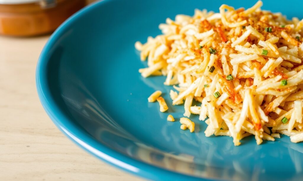 Perfect shredded hash browns: golden, crispy, and fluffy.