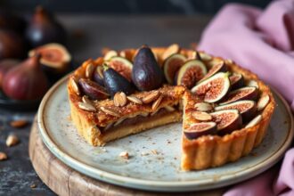 Delightful fig and almond tart, sweet artisan harmony.