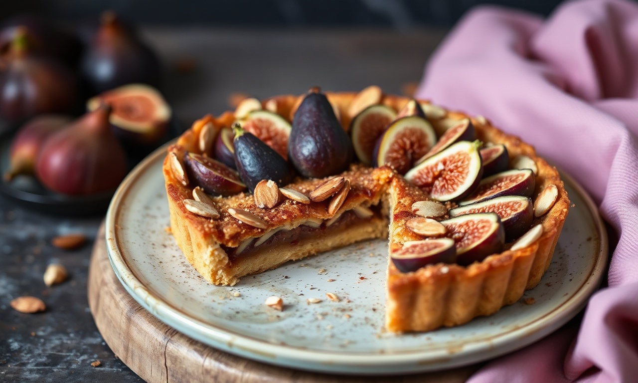Delightful fig and almond tart, sweet artisan harmony.