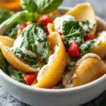 Creamy ricotta and spinach shells classic recipe.
