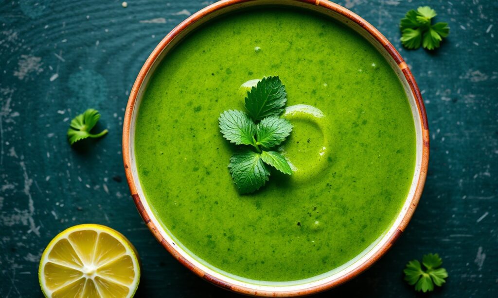 Vibrant Thai green curry with fresh vegetables and coconut milk.