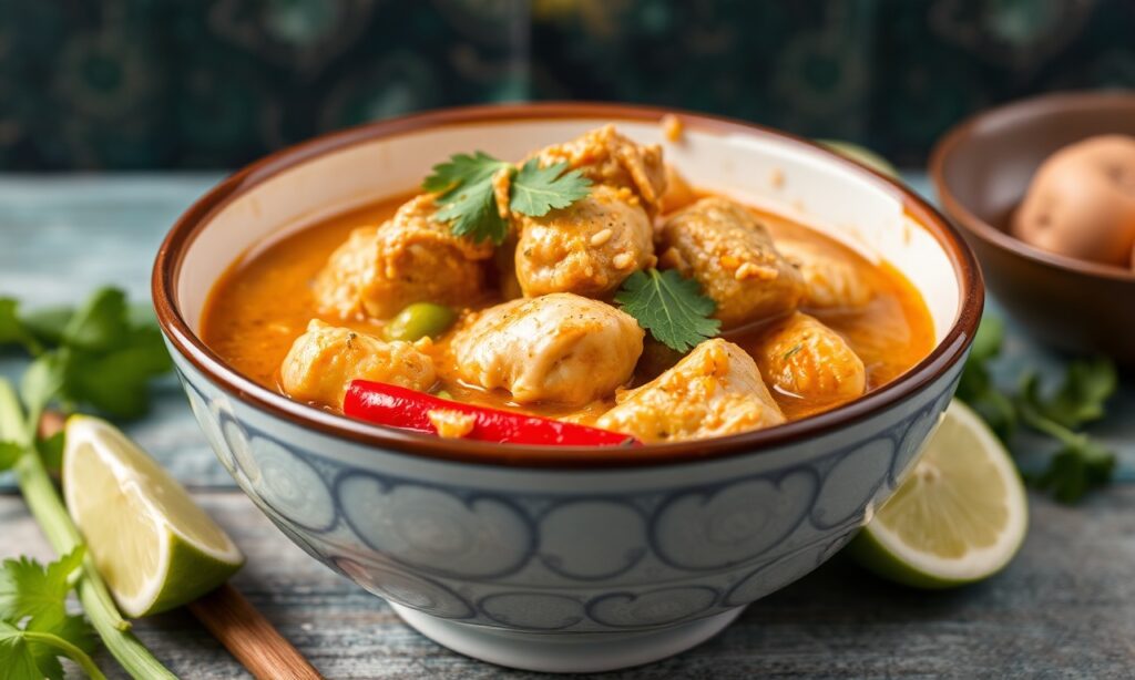 Delicious Thai chicken and vegetable curry, aromatic and flavorful.