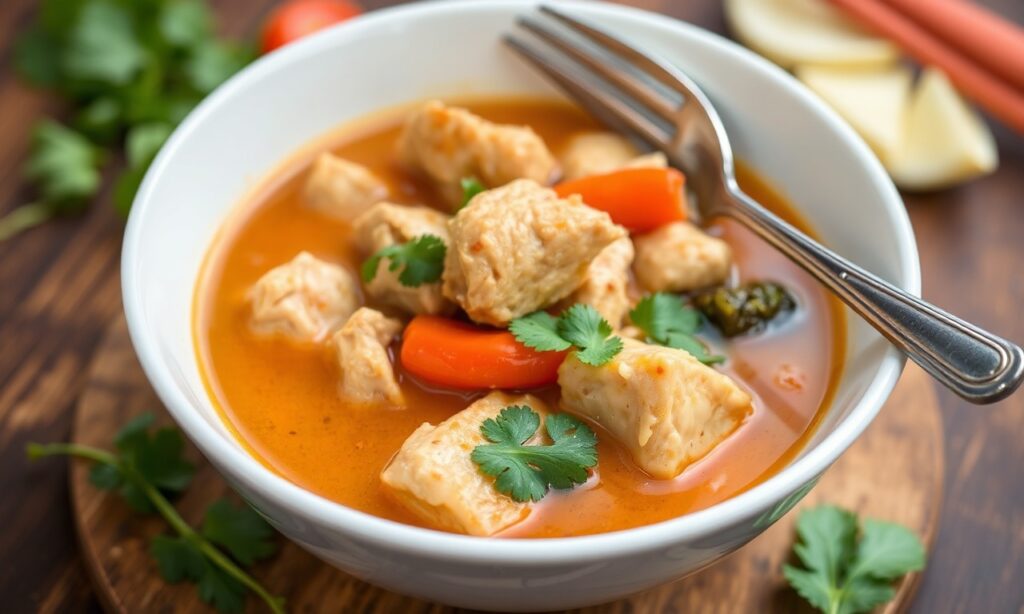 Delicious Thai chicken and vegetable curry, aromatic and flavorful.