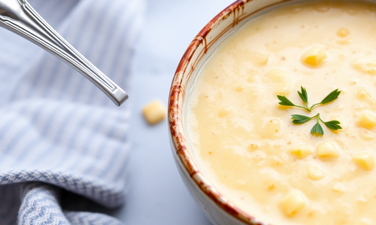 Creamy vegan corn chowder, a hearty plant-based comfort bowl.
