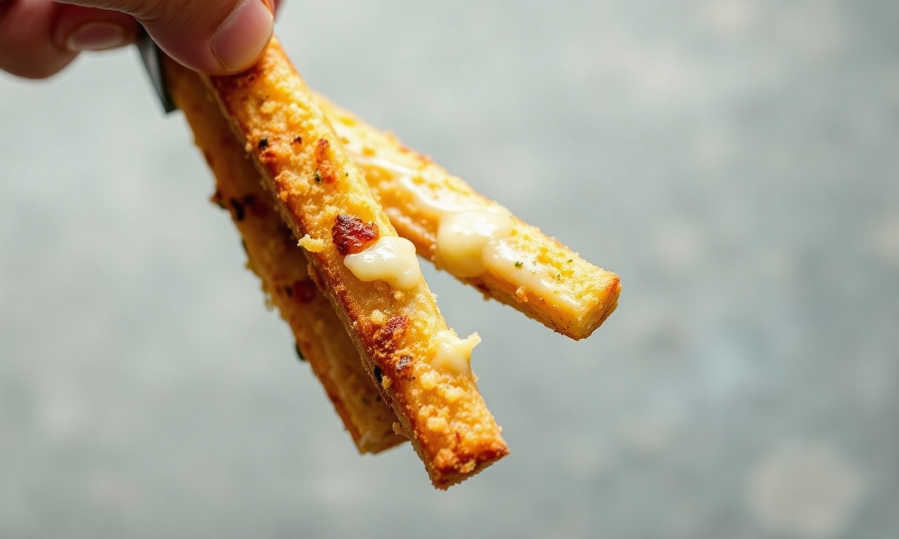Golden cheesy garlic breadsticks, a delicious baked delight.