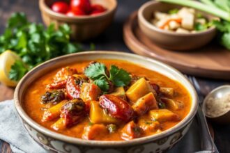 Savor flavors: Divine Massaman curry with roasted vegetables.