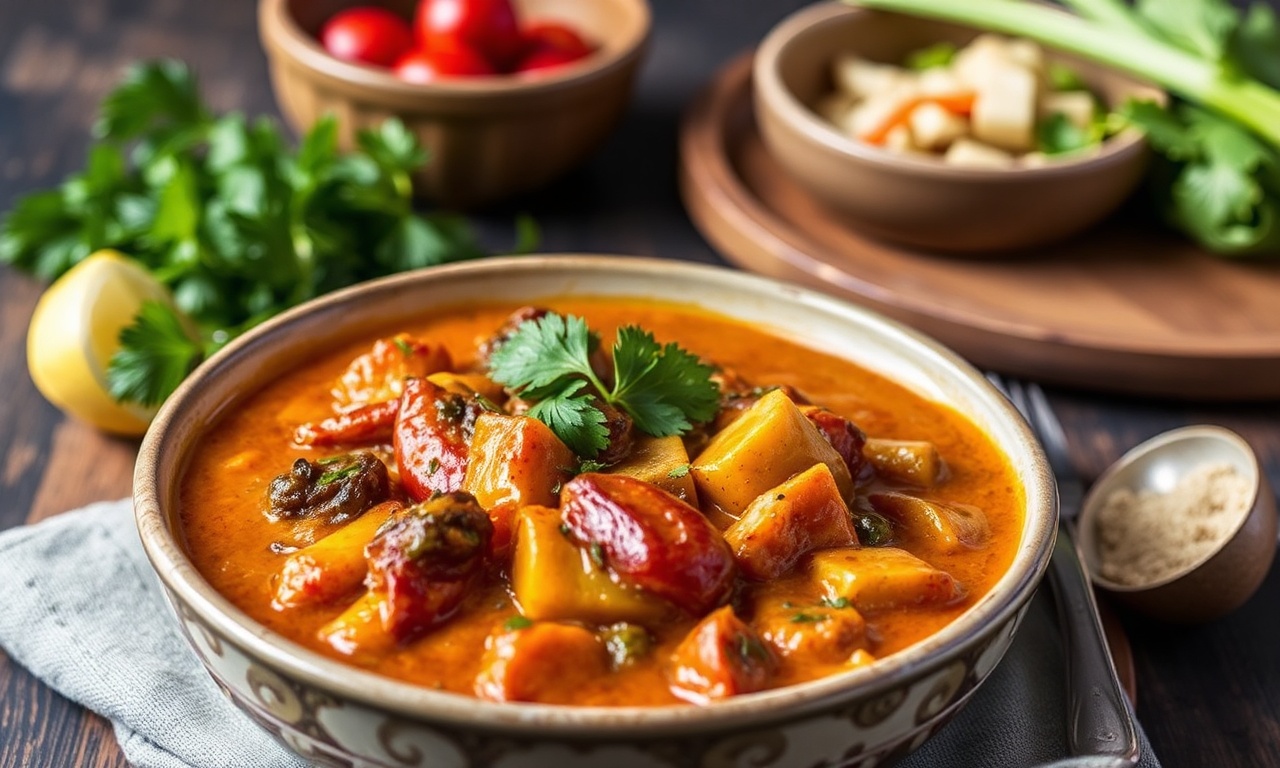 Savor flavors: Divine Massaman curry with roasted vegetables.