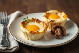Savory mushroom and Gruyère baked egg cups recipe delight.