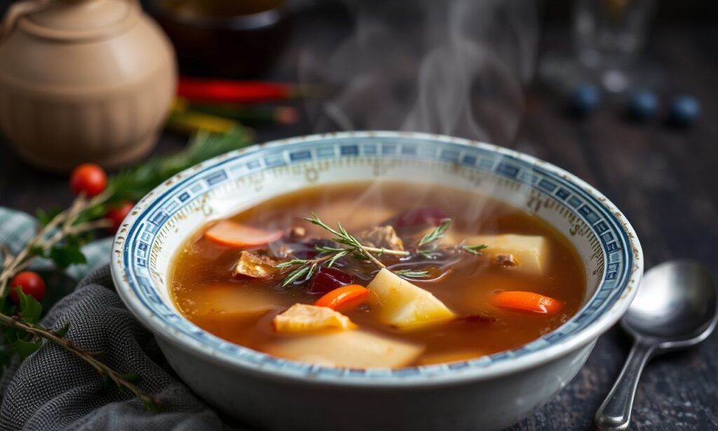 Hearty vegetarian scotch broth, a delicious reimagining of tradition.