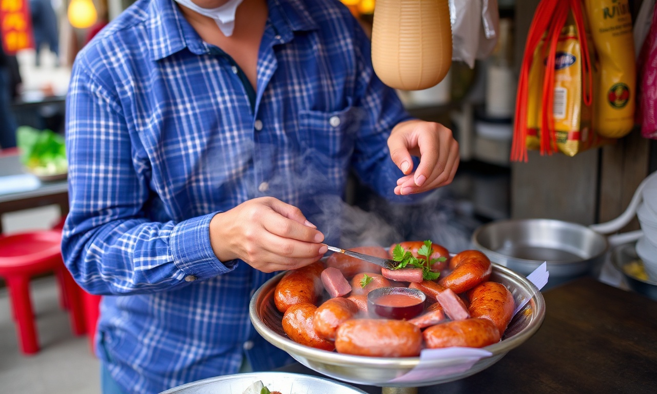 Savoring Nem Nuong: Vietnamese grilled sausages, an irresistible taste.