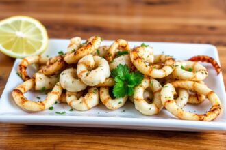 Savor grilled calamari: Zesty lemon herb recipe delight.