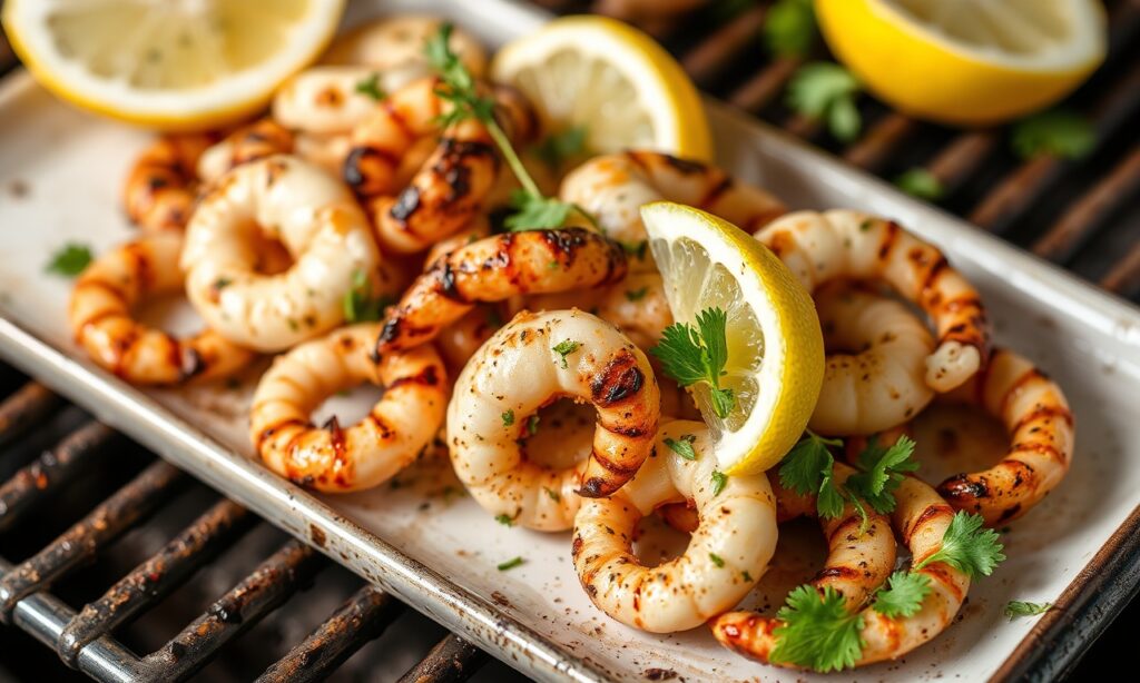 Savor grilled calamari: zesty lemon herb delight recipe.