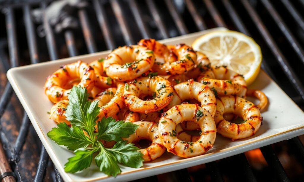 Savor grilled calamari: zesty lemon herb delight recipe.