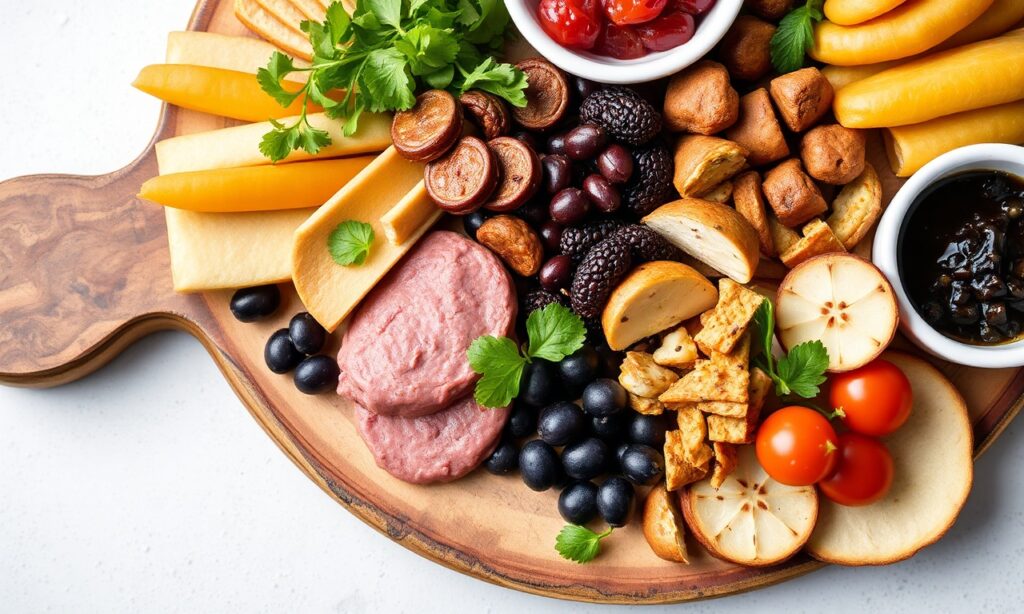 Crafting perfect vegan charcuterie board: beautiful, wholesome, inclusive flavors.