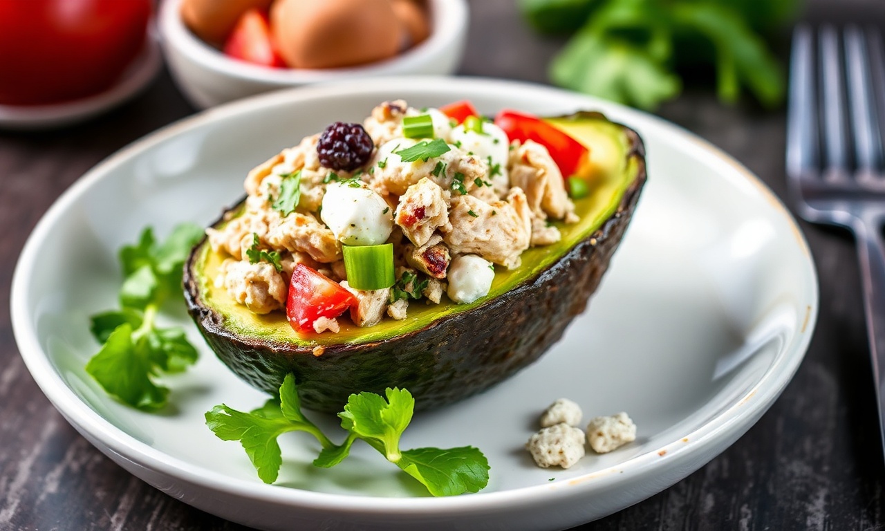 Epic Keto: Chicken salad stuffed avocado recipe for a delightful meal.