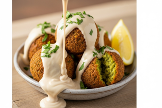 Golden Baked Falafel with Creamy Tahini Drizzle Delight