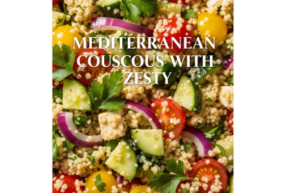 Savory Mediterranean Couscous with Zesty Shrimp Delight