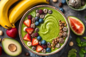 Energize day: Vibrant Green Goddess smoothie bowl for healthy start.