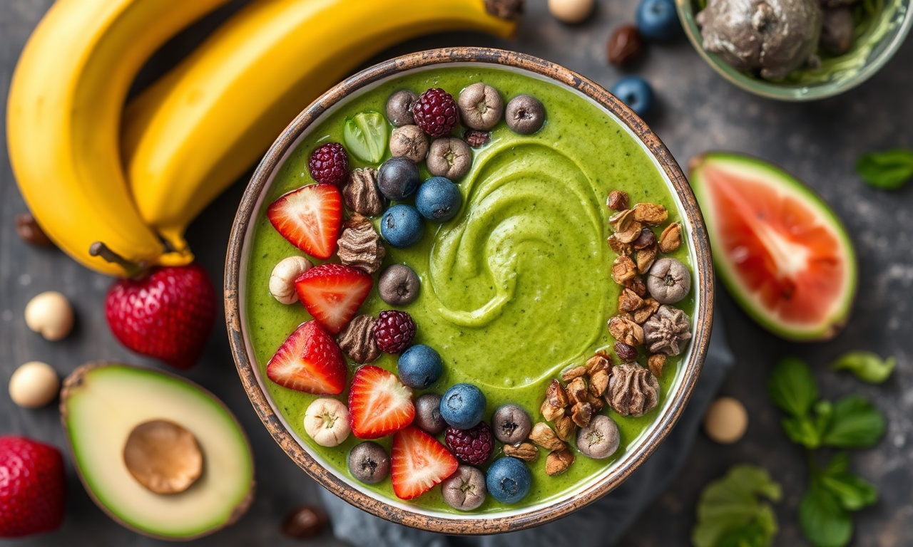 Energize day: Vibrant Green Goddess smoothie bowl for healthy start.