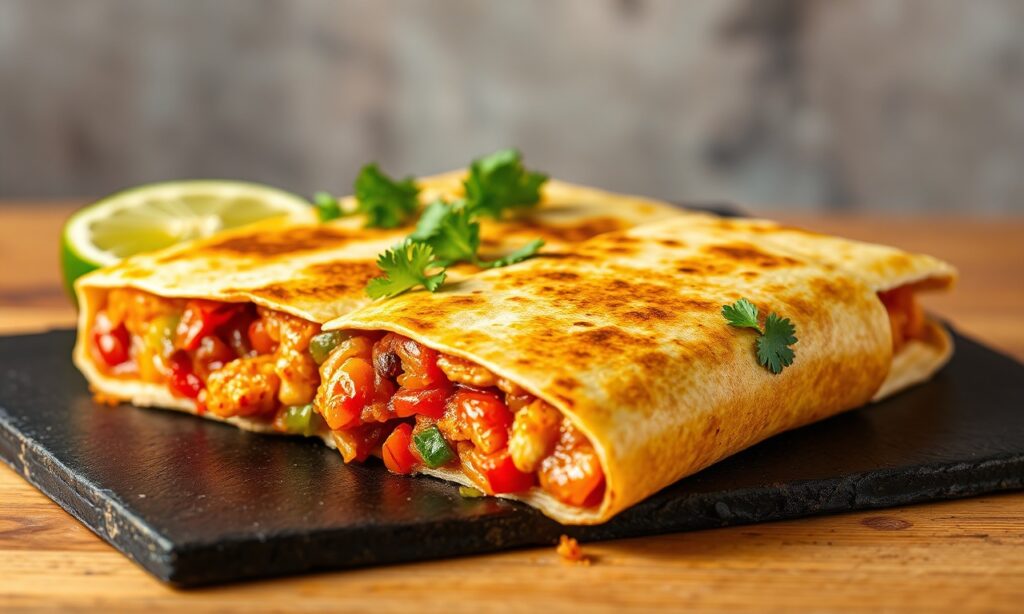 Sizzling chicken fajita quesadilla: Flavorful, vibrant, and satisfying.