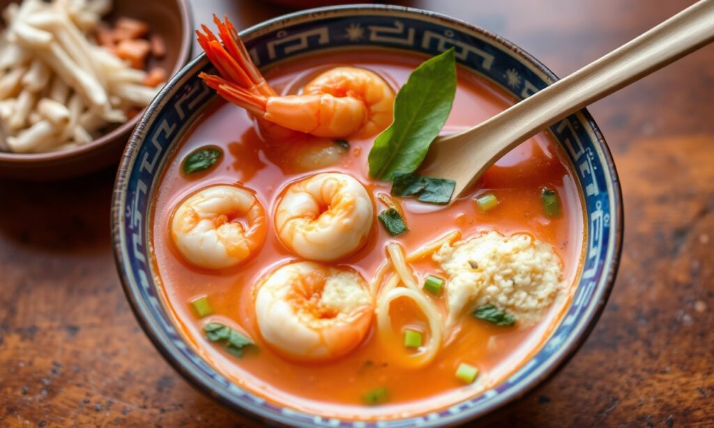 Fiery Tom Yum Goong: Thailand's vibrant sour soup delight.