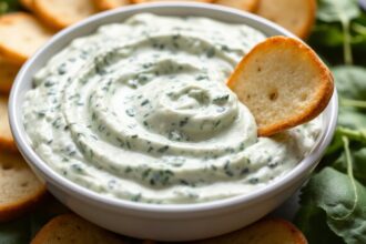 Creamy vegan spinach dip, delicious plant-based appetizer.